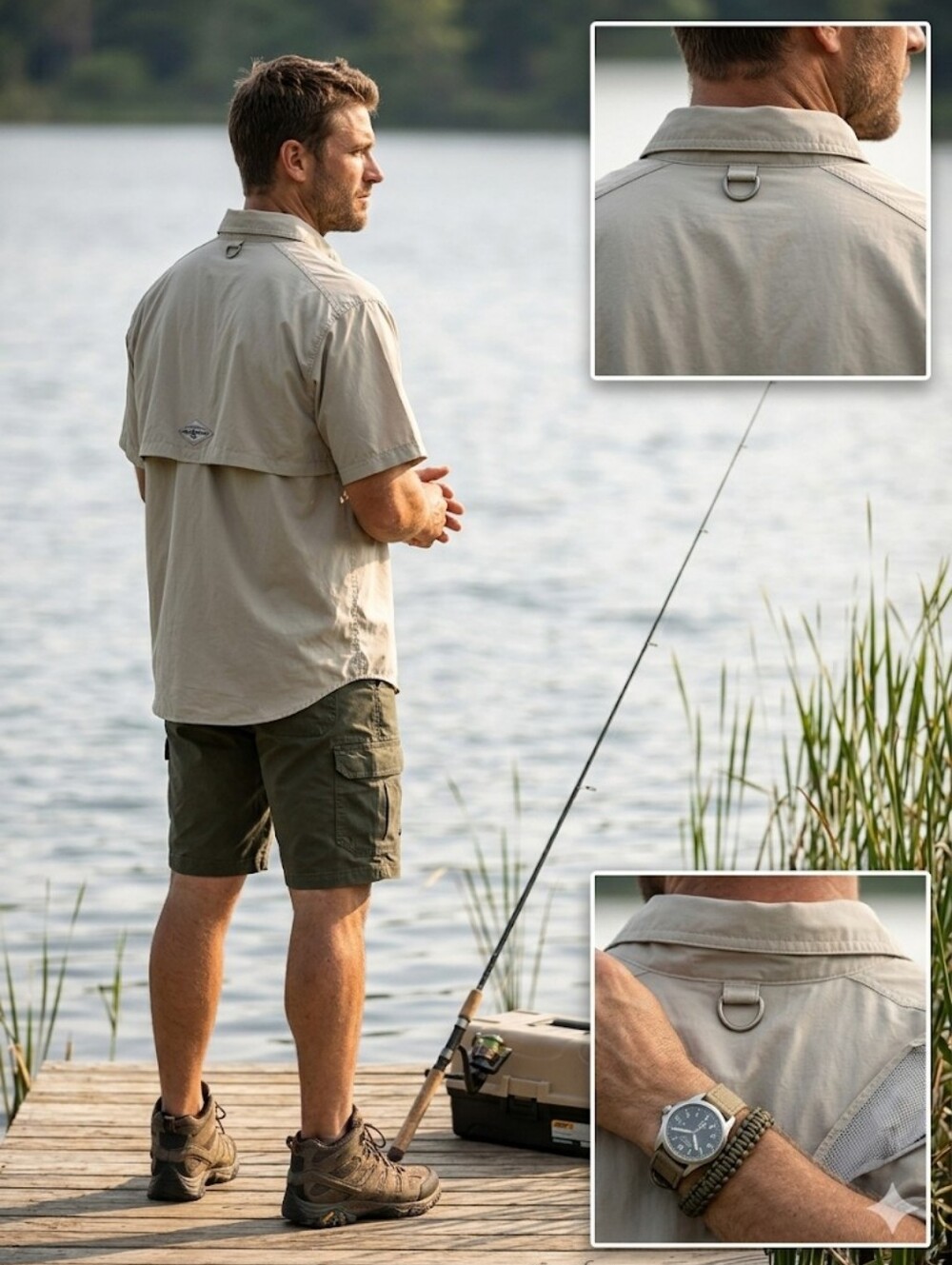 Hook & Tackle Men's Short-Sleeve Button-Down  Size L